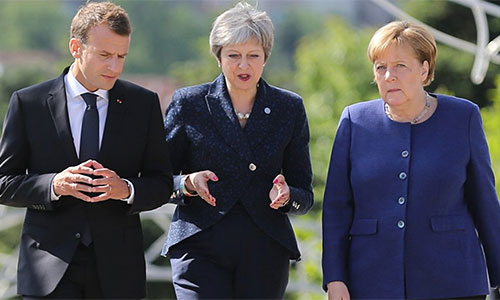 May, Merkel y Macron llaman a cumplir el acuerdo nuclear con Irán May, Merkel y Macron llaman a cumplir el acuerdo nuclear con Irán